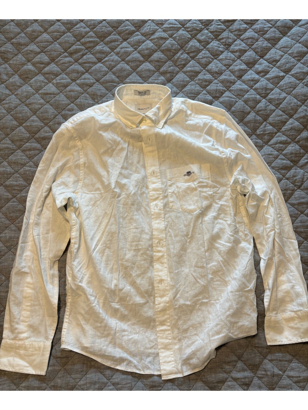 Gant Linen Cotton White Button-Down Shirt